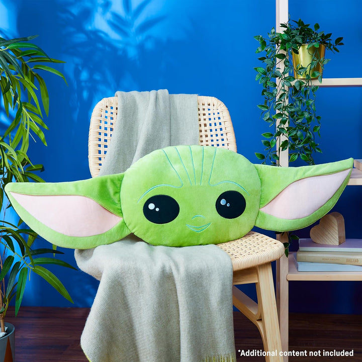 Disney Mandalorian Baby Yoda Plüsch Zierkissen mit Füllung und Bezug, 3D Kinderzimmer Kissen für Bet