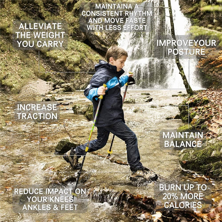 FitTrek Wanderstöcke Kinder - Trekkingstöcke - Walking Stöcke Teleskop - Wanderstocke Kinder - Walki