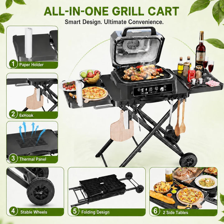 Grillständer für Ninja Woodfire OG701 OG850 OG951, Pizza Ofen Ständer für Onni 12, Grillwagen für Bl