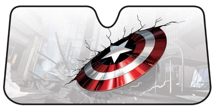 Plasticolor 003756R01 Captain America Marvel Broken Shield Akkordeon Bubble Sonnenschutz, Captain Am