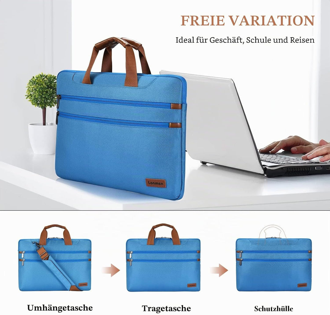 LONMEN 14 Zoll Laptop Hülle Wasserdicht Schultertasche Tasche Kompatibel mit 15" MacBook Pro 2019 /