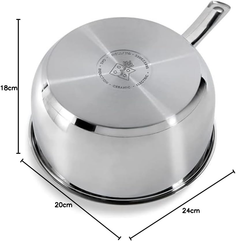 BK Bright 18/10 Edelstahl Topf Ø 20 cm, Professionelles Kochen, Unbeschichtet, 3-Ply, Bleiben-Kühl G
