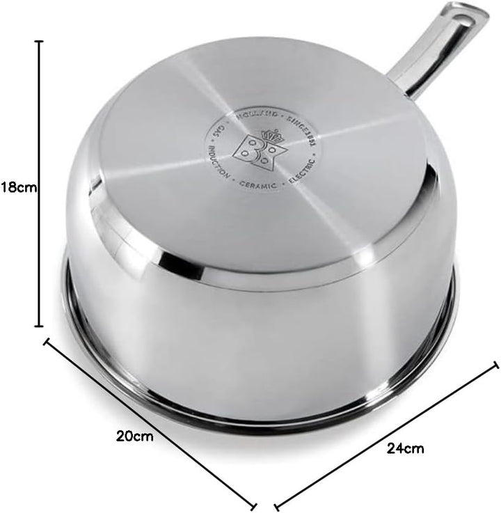 BK Bright 18/10 Edelstahl Topf Ø 20 cm, Professionelles Kochen, Unbeschichtet, 3-Ply, Bleiben-Kühl G