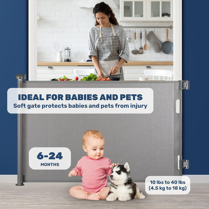 HollyHOME Treppenschutzgitter Ausziehbar 0-180cm, Extra Breit Babygitter, Einhandbedienung, Türschut