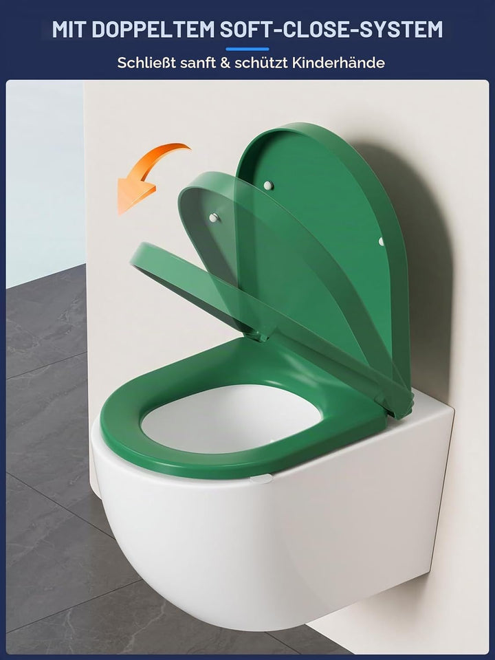 Toilettendeckel mit Absenkautomatik D-Form,YEAUPE PRO WC Sitz mit Puller Lid, Toilettensitz mit Quic