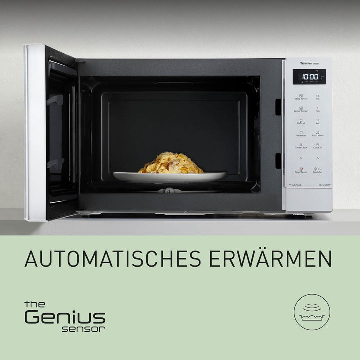 Panasonic NN-ST64QWEPG 32L Inverter Solo Mikrowelle, 1000 Watt Leistung, 20 Automatikprogramme, Quic