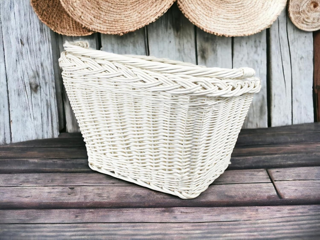 Wicker Basket for Bicycle - White, Bicycle Basket, Shopping Basket, Shopping Basket Kein Saum, Kein