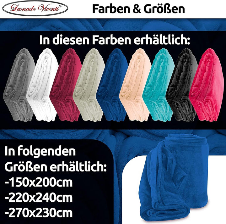 Leonado Vicenti 2er Set Flauschige Kuscheldecke 150x200 cm Fleecedecke Wohnzimmerdecke Sofadecke Tag