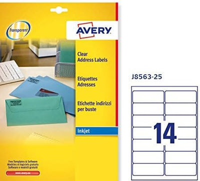 Avery Etiketten für Tintenstrahldrucker transparent 99.1 x 38.1 mm, 99.1 x 38.1 mm