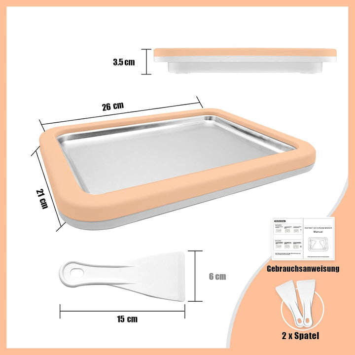 Eisplatte Eis Rolls zum Eis Machen DIY, Ice Cream Machine rolls maker mit 2 Spateln, Gelato Rollmasc