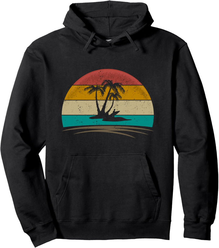 Vintage Surf Island Retro Vintage 70s Distressed Summer Pullover Hoodie