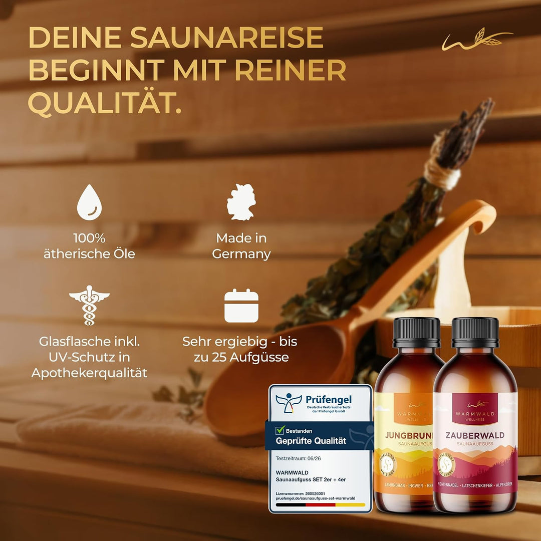 Warmwald - Saunaaufguss - Sauna Aufgussmittel mit natürlichen ätherischen Ölen - Saunaöl - Saunaduft