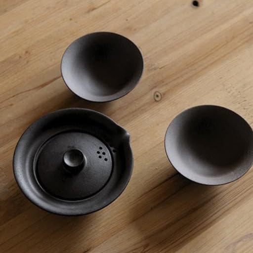 Gohobi Handgefertigtes Gaiwan-Reise-Teeservice aus Keramik – tragbares Gongfu-Teekanne &amp; Tassen-Set