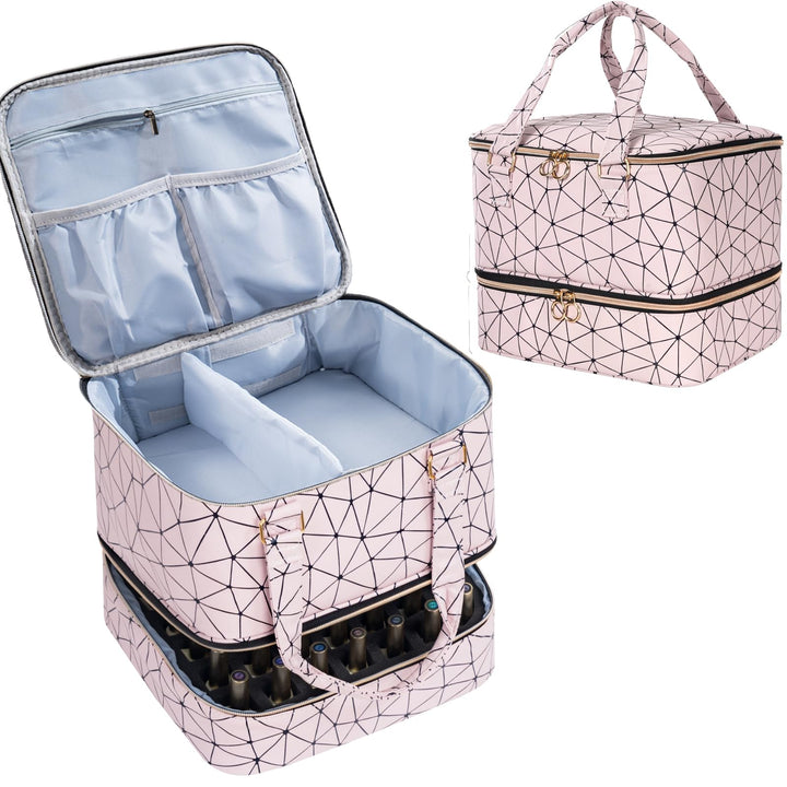 Uross Nagellack Organizer für 42 Nagellackflaschen und 1 LED-Nagellampe, Nagellack Aufbewahrung Tasc
