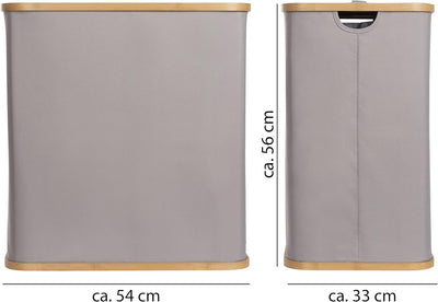 ONVAYA® Wäschekorb mit Deckel | 2 Fächer 100L | Grau | Wäschesammler fürs Badezimmer | Wäschetruhe a