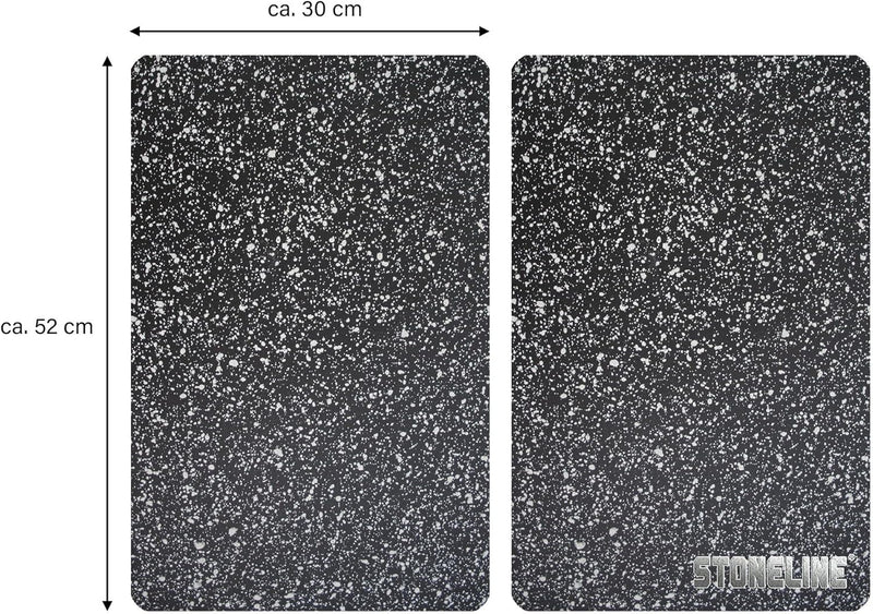 STONELINE® Herdabdeckplatten/Schneideplatten-Set aus schlagfestem und hitzebeständigem Glas, 2-teili