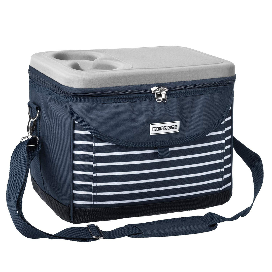 anndora Kühltasche 22 L Picknick Kühlbox 35 x 24 x 27 cm - Farbauswahl navy blau weiss, navy blau we