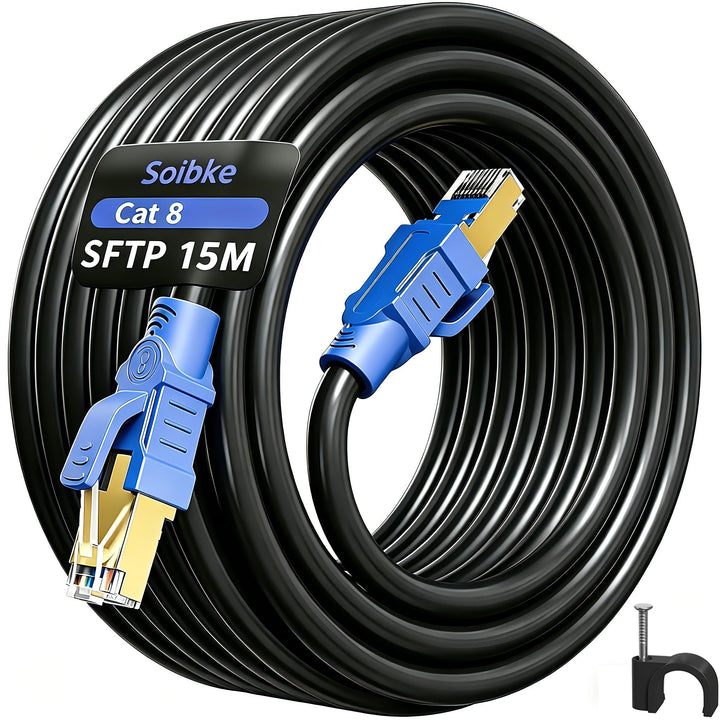 Soibke Cat 8 Netzwerkkabel - 5meter, 10meter, 15meter, 20meter, 30meter Outdoor LAN Kabel - Hochgesc