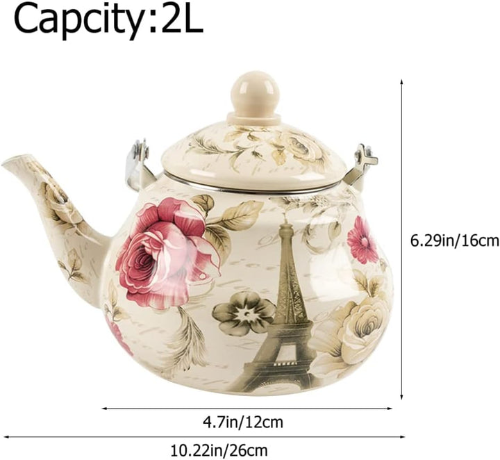 BESTonZON Emaillierter Teekessel Praktischer Wasserkessel Emaille Tea Pot Haushaltsduft Kessel Hausz
