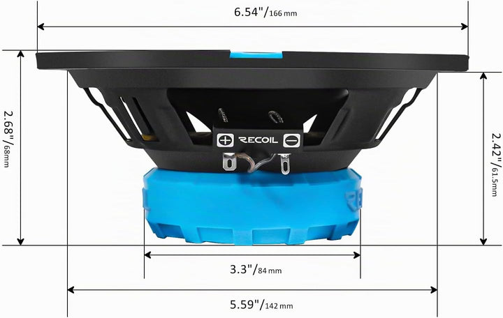 RECOIL RCX65 Echo 6,5 Zoll (16,5 cm) 2-Wege Koaxial-Lautsprecher Set, Auto-Lautsprecher Paar, 16,5 c