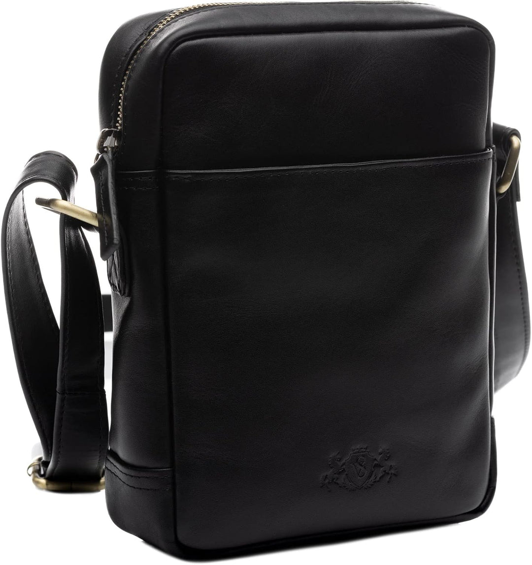 SID & VAIN Schultertasche DUBLIN aus Premium Leder I Handtasche Schultergurt klein für Herren und Da