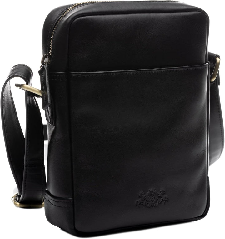 SID & VAIN Schultertasche DUBLIN aus Premium Leder I Handtasche Schultergurt klein für Herren und Da
