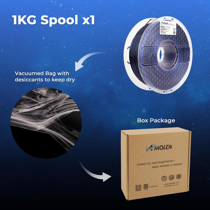 AMOLEN PLA 3D Drucker Filament, Matt PLA Filament 1.75mm, Sauber Gewickeltes Filament, Kompatibel Mi