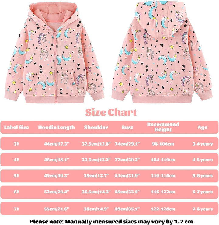 Zip Up Hoodie Jungen Mädchen Kapuzenpullover Langarm Baumwolle Sweatjacke Einhorn Traktor Hoody Swea