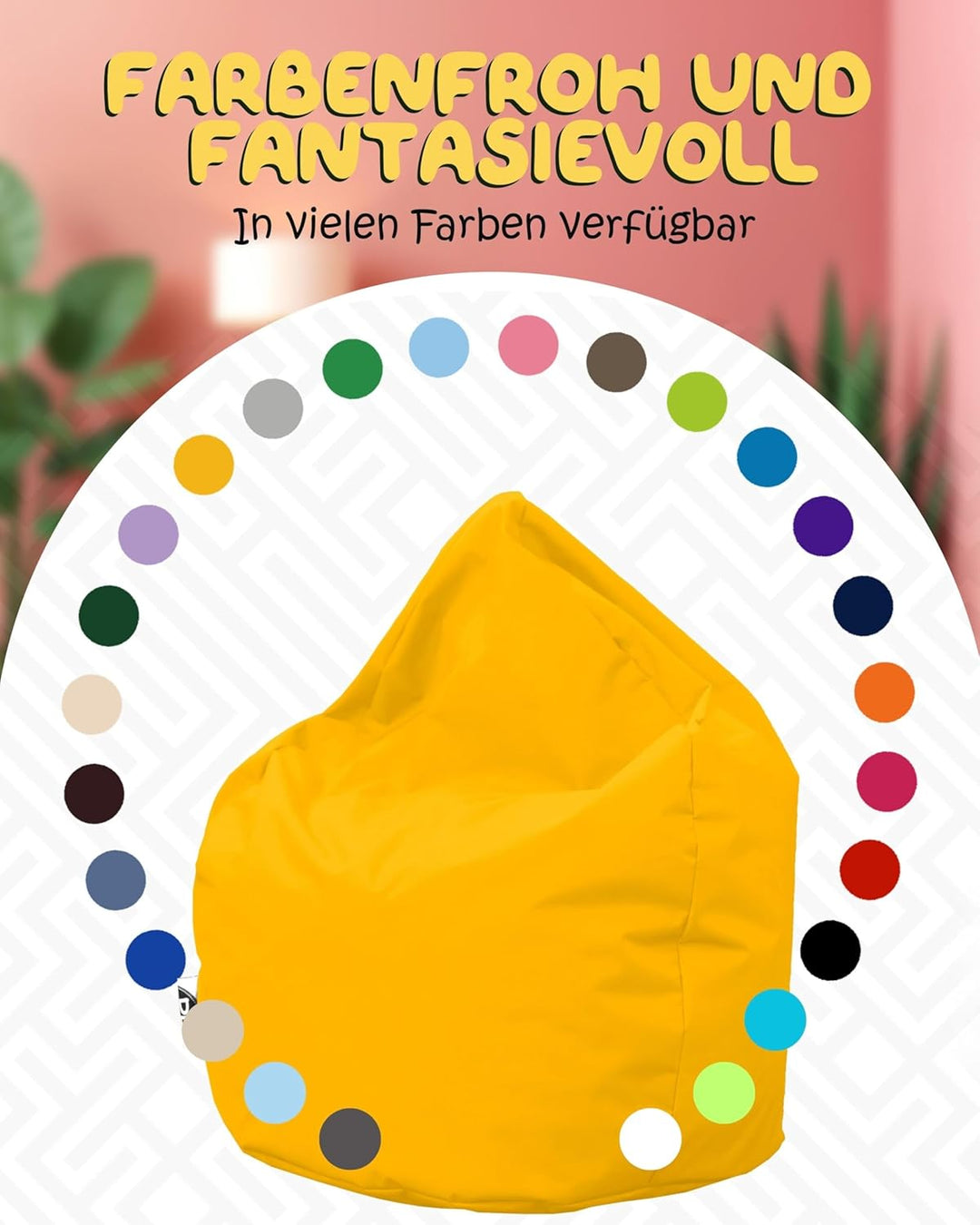 PATCH HOME Patchhome Sitzsack Tropfenform mit Reissverschluss Nachfüllbar - für In &amp; Outdoor - mit S