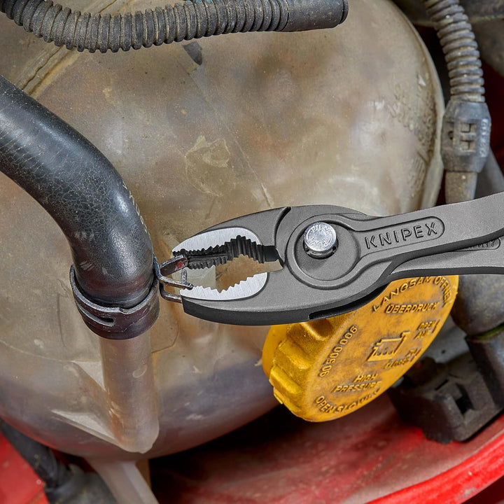 KNIPEX TwinGrip, Frontgreifzange mit 2K-Griffen, atramentiert, 200 mm (SB-Karte/Blister), 82 02 200