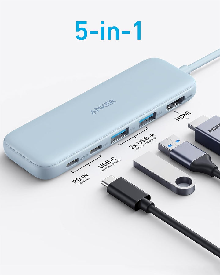 Anker USB C Hub, 332 USB-C Hub (5-in-1) mit 4K HDMI Display, 5Gbps Datenanschluss und 2 USB-A Ports