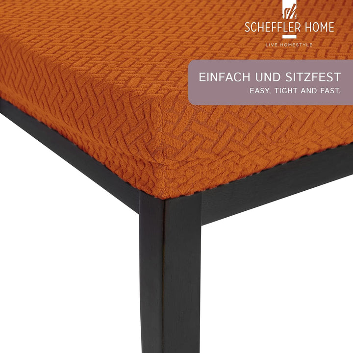 SCHEFFLER-Home Stretch Stuhlbezug Luna Terra/Stuhlbezug 4er Set elastische Stuhlschoner/Sitzbezug Es