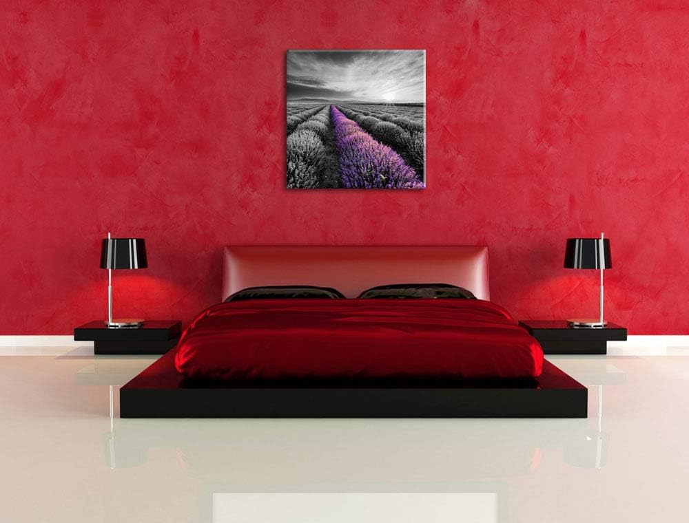 Pixxprint Lavendelfeld in der Provence als Leinwandbild Quadratisch/Grösse: 70x70 / Wandbild/Kunstdr