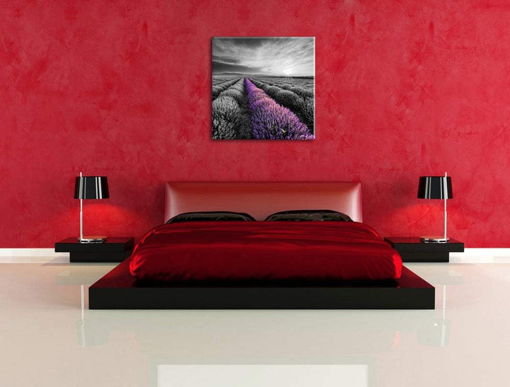Pixxprint Lavendelfeld in der Provence als Leinwandbild Quadratisch/Grösse: 70x70 / Wandbild/Kunstdr