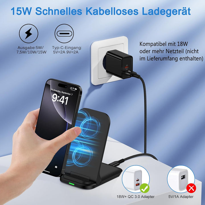 Fast Induktive Ladestation Samsung Wireless Charger Stand Faltbar für Google Pixel 10/9/8,15W Schnel