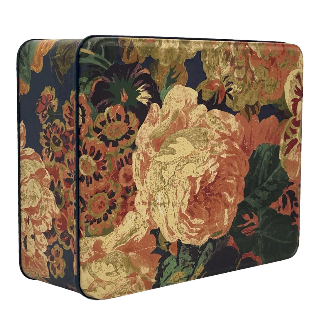 Geschenkdose Design Sanderson - Liebevoll gestaltete rechteckige Vorratsdose - Motiv Rose - Blechdos