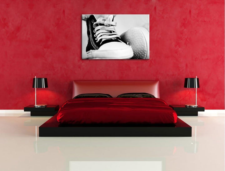 Pixxprint Converse All Stars Schuhe auf Leinwand, XXL riesige Bilder fertig gerahmt mit Keilrahmen,