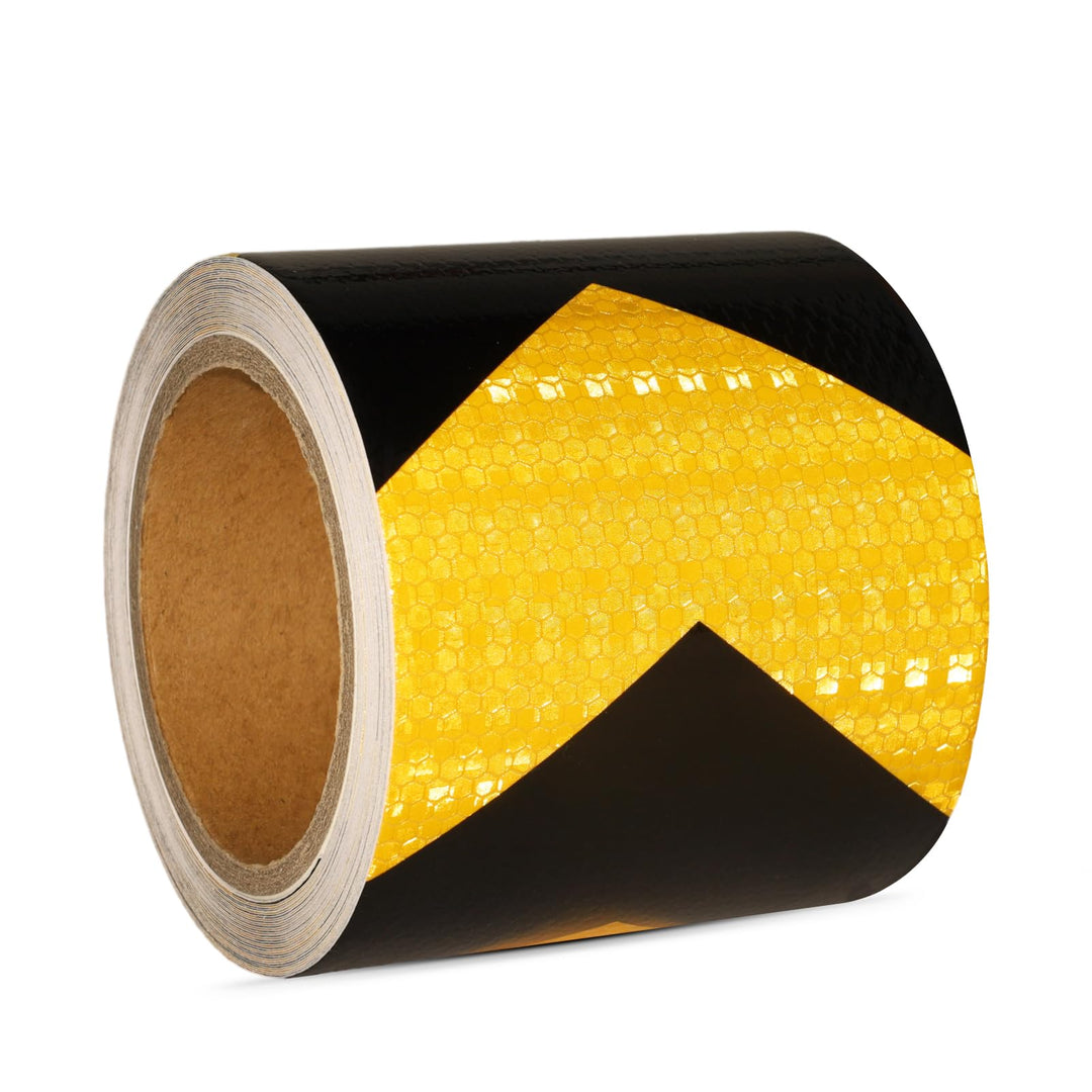 Reflektierendes Klebeband Gelb&amp;Schwarz 10m x 10cm Wasserdicht Reflektorband Selbstklebend Warnklebeb