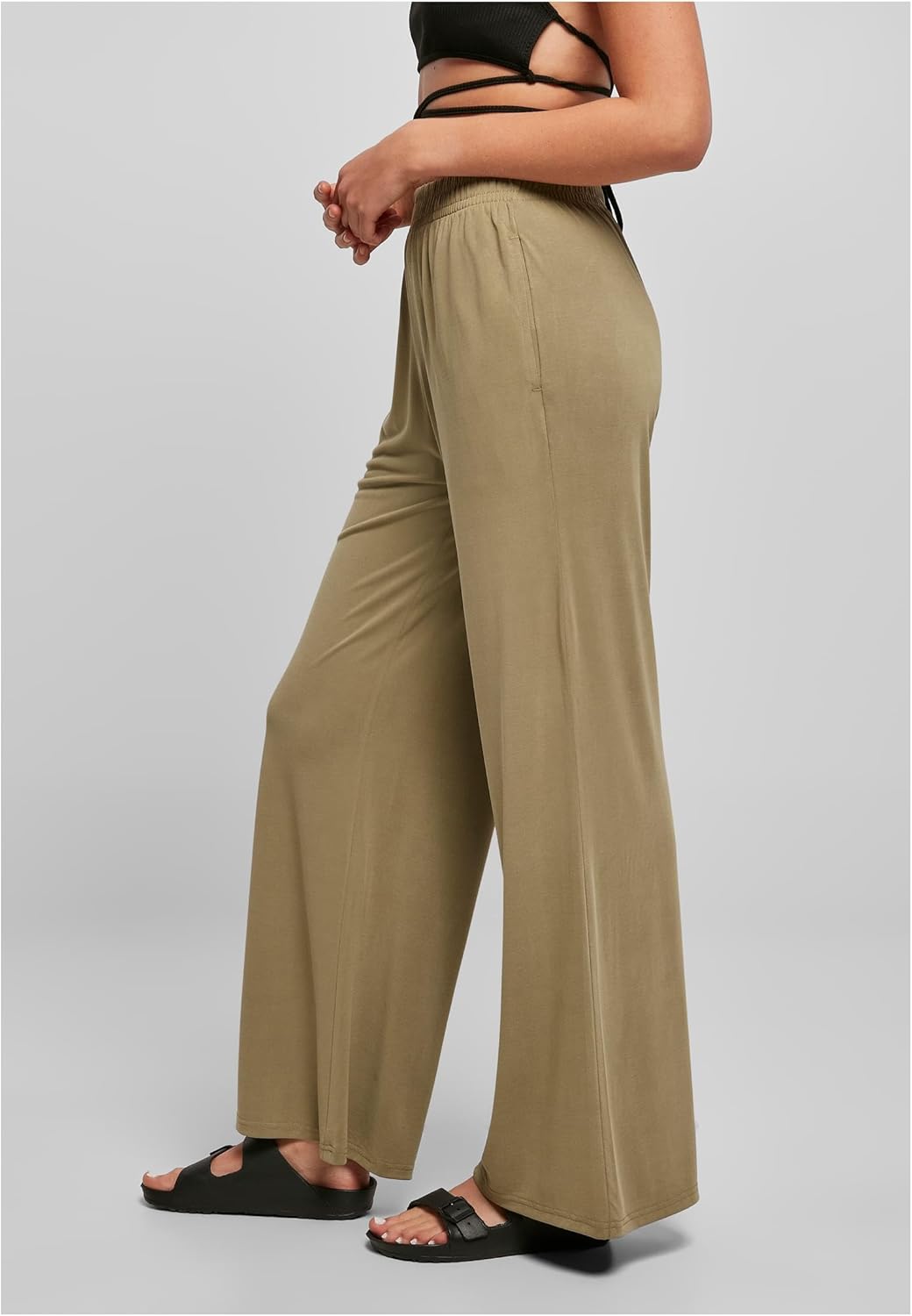 Urban Classics Damen Ladies Modal Wide Leg Pants, Khaki