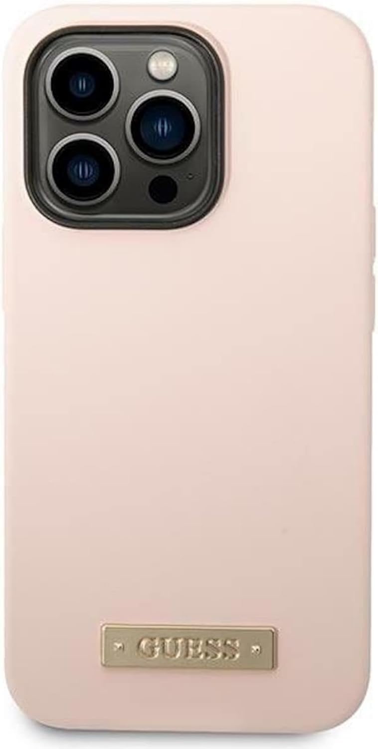 Guess GUHMP14LSBPLP hülle für iPhone 14 Pro 6,1" rosa/pink Hard case Silicone Logo Plate