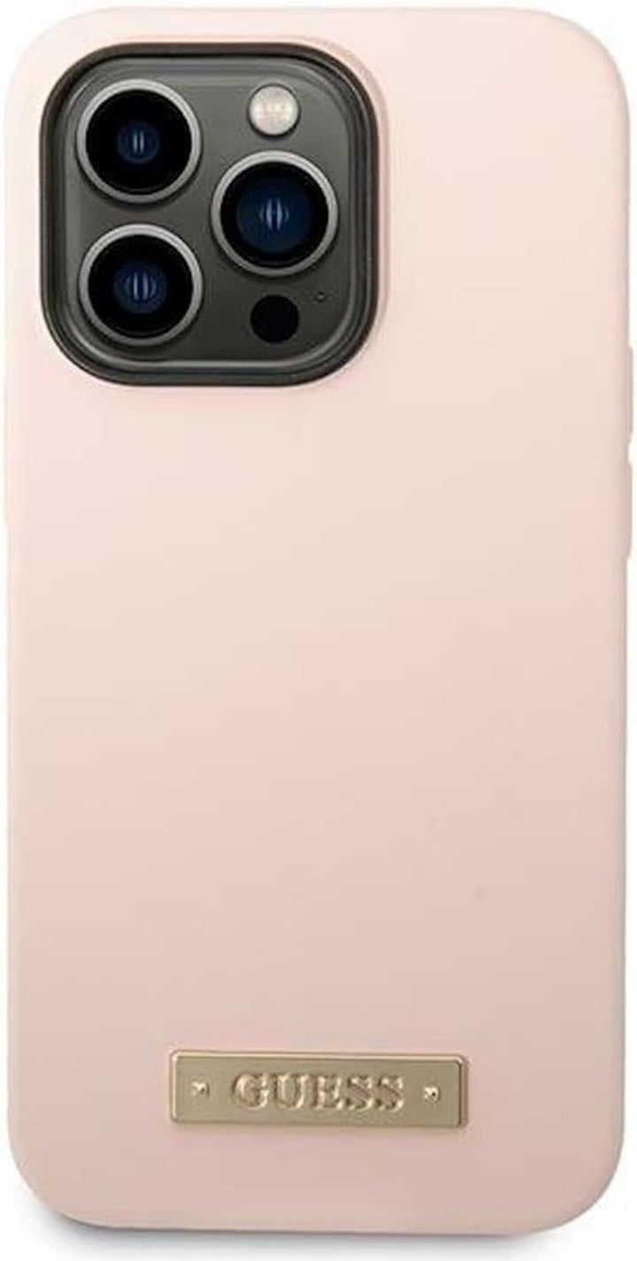 Guess GUHMP14LSBPLP hülle für iPhone 14 Pro 6,1" rosa/pink Hard case Silicone Logo Plate