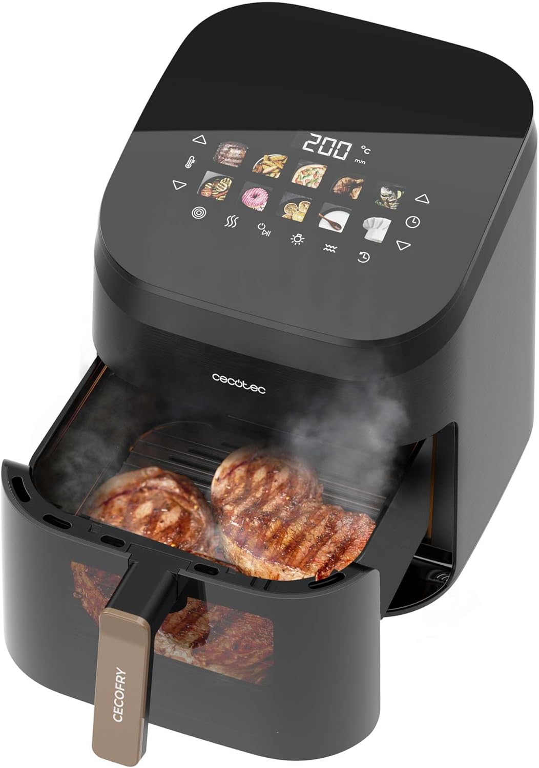 Cecotec Heissluftfritteuse ohne Öl - 6,5L - Grill - Doppelwiderstand - Integrierter Smoker - Air Fry