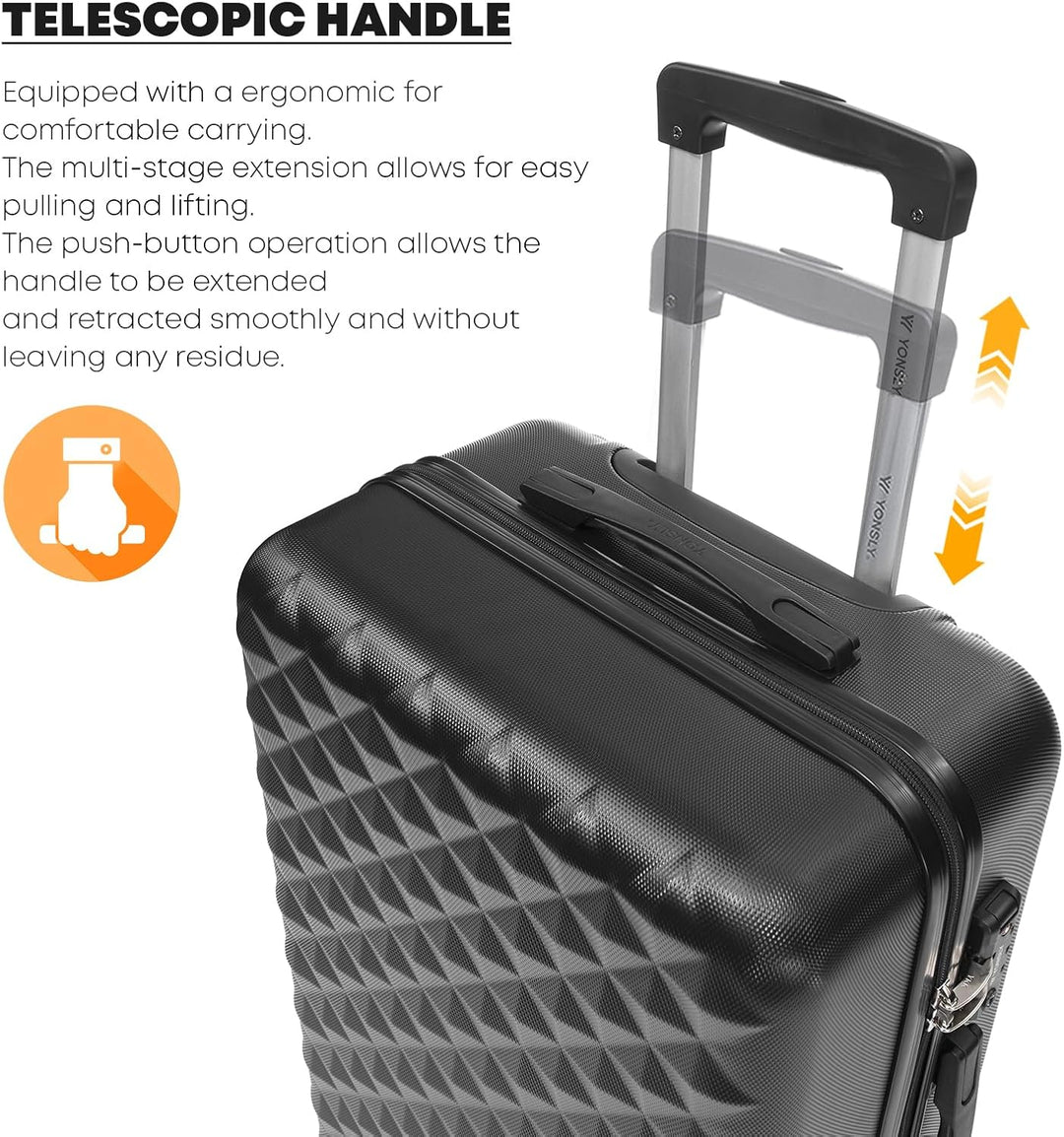Premium Reisekoffer TSA-Schloss,YKK-Reissverschluss Hartschalen-Koffer Trolley Kabinenkoffer Rollkof