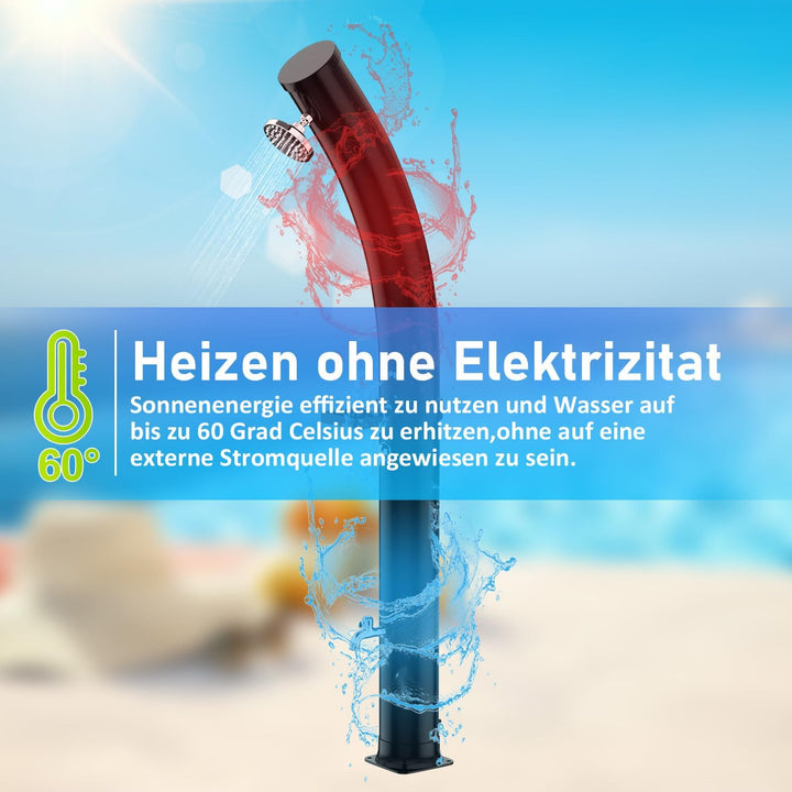 35 Liter Solardusche Bogen mit Schutzabdeckung und Duschablage, Gartendusche mit 180° Verstellbarer