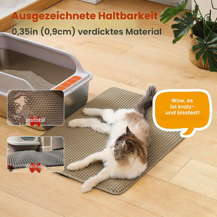 Katzenklo Matte, 75x55cm Grosser Doppelschichtiger Katzenklo Unterleger, wasserdichte Langlebige Ent