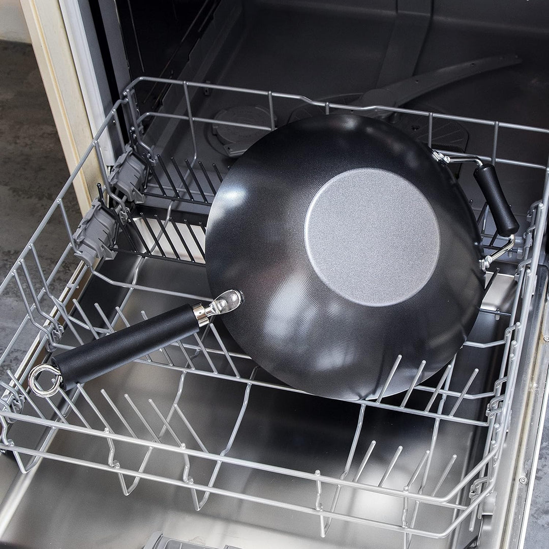 Ken Hom KH431001 Carbonstahl Wokfanne, 31cm, Excellence, Wok Induktion, Phenolischer Griff, Spülmasc