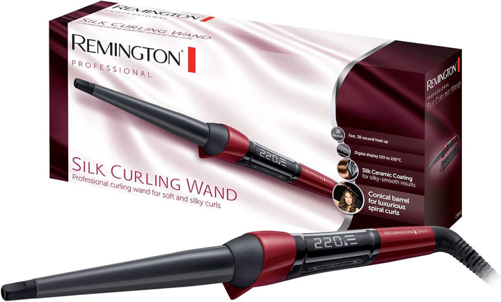 Remington Lockenstab [kegelförmig 13-25mm] Silk Digital (hochwertige Keramikbeschichtung mit Seidenp