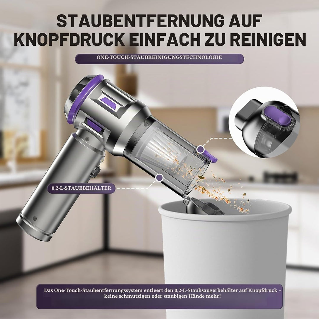 Kabelloser Handstaubsauger, 25000Pa Auto-Staubsauger, tragbarer Staubsauger mit bürstenlosem Motor,