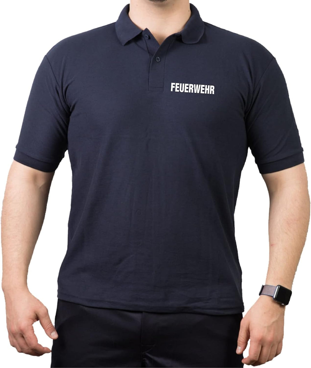 feuer1 Polo-Shirt Feuerwehr - weisser beidseitiger Schriftzug XXL Navy, XXL Navy
