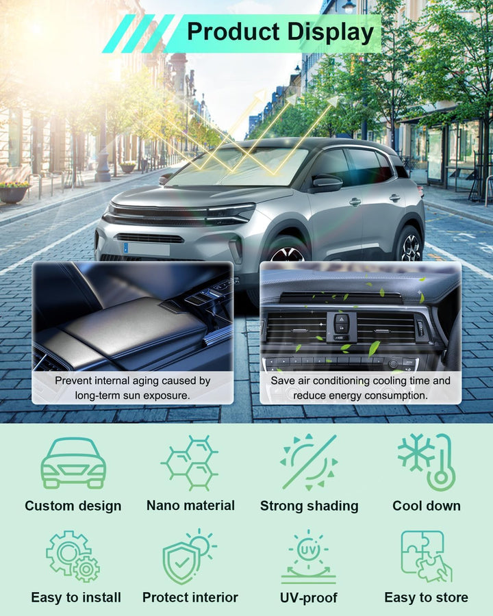 GAFAT Kompatibel mit Citroen C5 Aircross/Hybrid 2017-2023 Sonnenschutz Frontscheibe Innen, C5 Aircro